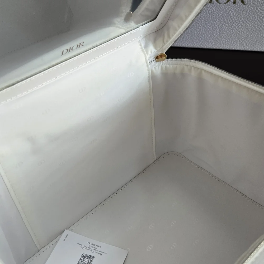 Cream Dior Vanity Case with Gold Accents